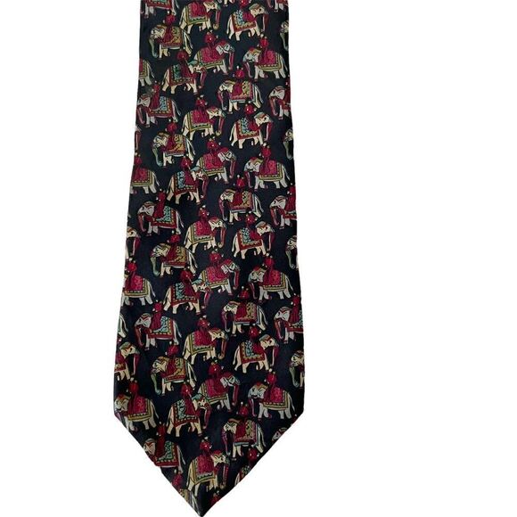 Vintage Silk Elephant Tie Sheaf & Caber Made in USA Black, Burgundy + Gray - Picture 1 of 3